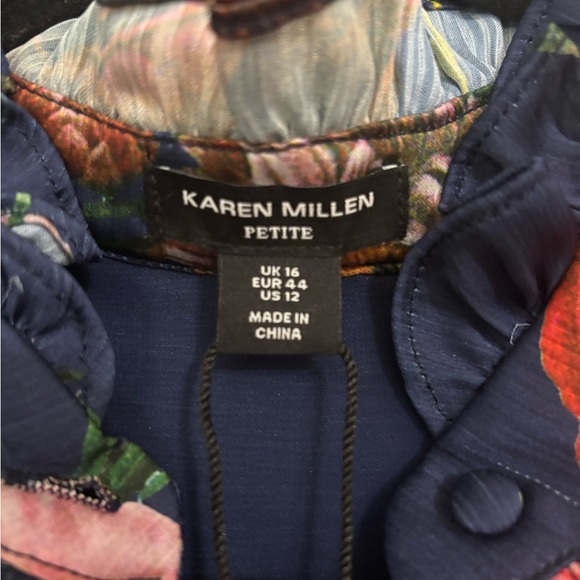 Karen Millen Blue and Pink Wrap Dress with Mock Neck - Picture 5 of 15